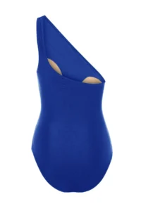 TRENDYOLMİLLA Saks Blue Drapeli One Shoulder Covered Regular Swimsuit - Image 8