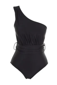 TRENDYOLMİLLA Black Drapeli One Shoulder Covered Regular Swimsuit - Image 7