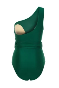 TRENDYOLMİLLA Emerald Green Draped One Shoulder Covered Regular Swimsuit - Image 8