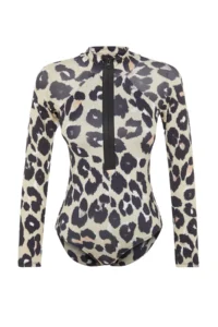 TRENDYOLMİLLA Leopard Patterned Zippered Surfer Covered hipster Swimsuit - Image 6