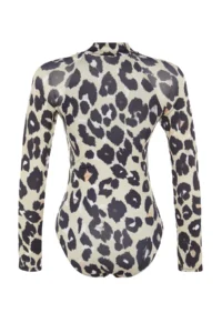 TRENDYOLMİLLA Leopard Patterned Zippered Surfer Covered hipster Swimsuit - Image 8
