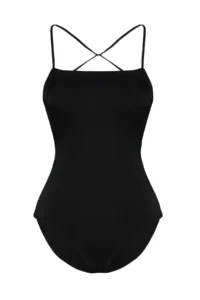 TRENDYOLMİLLA Black Low-cut back Square Neck Covered hipster Swimsuit - Image 6