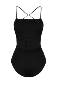 TRENDYOLMİLLA Black Low-cut back Square Neck Covered hipster Swimsuit - Image 8