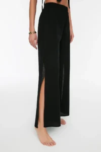 TRENDYOLMİLLA beachwear Black Weaving slit High Waist Pants - Image 3