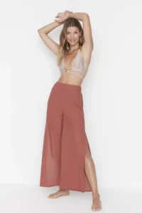 TRENDYOLMİLLA beachwear Cinnamon Weaving slit High Waist Pants - Image 2