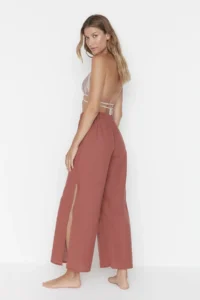 TRENDYOLMİLLA beachwear Cinnamon Weaving slit High Waist Pants - Image 5