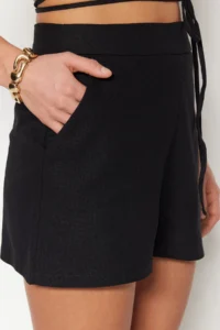 TRENDYOLMiLLA Black Weaving Pocket Detail Beach Mini Super High Waist Shorts & Bermuda - Image 5