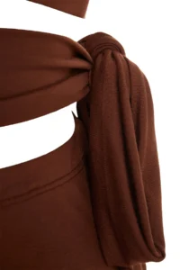 TRENDYOLMİLLA beachwear Brown Knitting Shirred One Shoulder Blouse-Skirt Set - Image 7