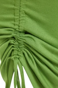 TRENDYOLMİLLA beachwear Green Knitting Shirred One Shoulder Blouse-Skirt Set - Image 7