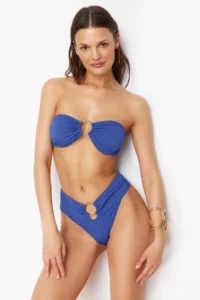 TRENDYOLMİLLA Saks Blue with accessories Regular High Waist Bikini Bottom - Image 2