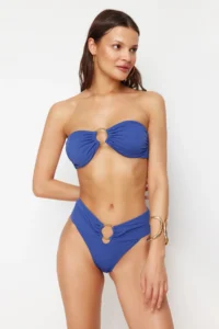 TRENDYOLMİLLA Saks Blue with accessories Regular High Waist Bikini Bottom - Image 3
