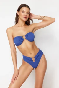 TRENDYOLMİLLA Saks Blue with accessories Regular High Waist Bikini Bottom - Image 4