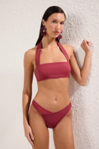 TRENDYOLMİLLA Burgundy V Cut Regular Low Waist Bikini Bottom - Image 2