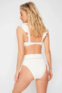 TRENDYOLMİLLA Ecru striped Regular Super High Waist Bikini Bottom - Image 8