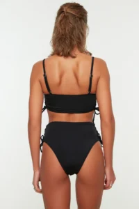 TRENDYOLMİLLA Black Piped Regular High Waist Bikini Bottom - Image 5