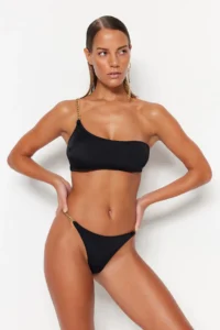 TRENDYOLMİLLA Black with accessories brazilian Regular Waist Bikini Bottom - Image 2