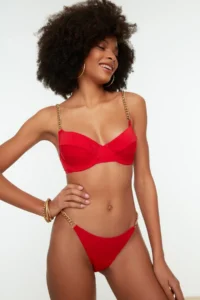 TRENDYOLMİLLA Rejection Zincir with accessories High Leg brazilian Bikini Bottom