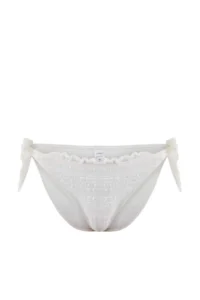 TRENDYOLMİLLA Ecru Gingham textured Frilly Regular Regular Waist Bikini Bottom