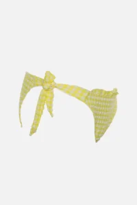 TRENDYOLMİLLA Yellow Gingham textured Frilly Regular Regular Waist Bikini Bottom - Image 8
