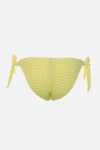 TRENDYOLMİLLA Yellow Gingham textured Frilly Regular Regular Waist Bikini Bottom - Image 9