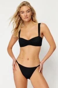 TRENDYOLMİLLA Black Regular Low Waist Bikini Bottom - Image 2