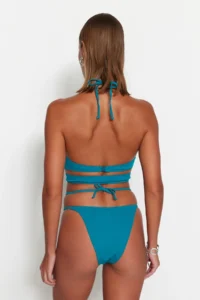 TRENDYOLMİLLA Petrol Blue Blue Blue Piped High Leg Bikini Bottom - Image 4