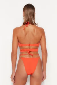 TRENDYOLMİLLA Orange Piped High Leg Bikini Bottom - Image 5