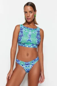 TRENDYOLMİLLA Ethnic Patterned Normal Hem Bikini Bottom