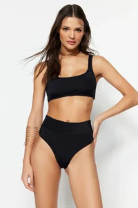 TRENDYOLMİLLA Black bralette High Waist Regular Basic Bikini Set - Image 2