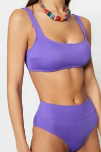 TRENDYOLMİLLA Purple bralette High Waist Regular Basic Bikini Set - Image 6