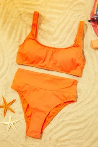 TRENDYOLMİLLA Pomegranate bralette Covered Regular High Waist Bikini Set