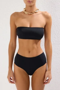 TRENDYOLMİLLA Black Strapless Covered hipster High Waist Basic Bikini Set - Image 3