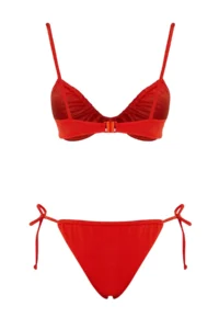 TRENDYOLMİLLA Dark Rejection tunnelled balconette Covered brazilian Low Waist Bikini Set - Image 8