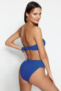 TRENDYOLMİLLA Saks Blue with accessories Strapless Covered Bikini Top - Image 4