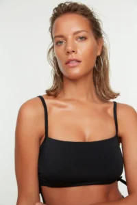 TRENDYOLMİLLA Black tunnelled bralette Covered Bikini Top - Image 2
