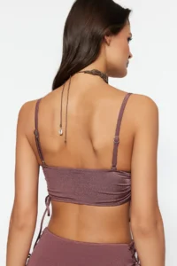 TRENDYOLMİLLA Brown tunnelled bralette Covered Bikini Top - Image 5