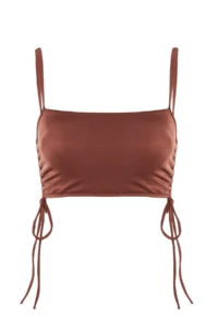 TRENDYOLMİLLA Brown tunnelled bralette Covered Bikini Top - Image 6
