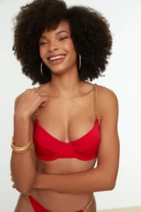 TRENDYOLMİLLA Rejection with accessories balconette Covered Bikini Top