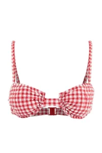 TRENDYOLMİLLA Rejection Gingham textured balconette Covered Bikini Top