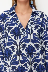 TRENDYOLMİLLA Ethnic Patterned Wide Pattern Weaving 100% Cotton Midi Beach Dress - Image 5