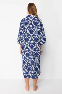 TRENDYOLMİLLA Ethnic Patterned Wide Pattern Weaving 100% Cotton Midi Beach Dress - Image 6