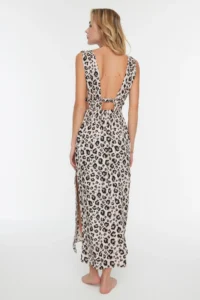 TRENDYOLMİLLA beachwear Leopard Patterned Weaving slit Maxi Dress - Image 5