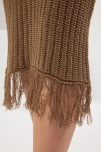 TRENDYOLMİLLA Brown Knitting Low-cut back Beach Midi Dress - Image 3