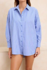 TRENDYOLMİLLA beachwear Striped Weaving Maxi Shirt - Image 3