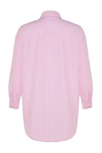TRENDYOLMİLLA beachwear Pink Striped Weaving Maxi Shirt - Image 8