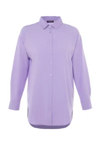 TRENDYOLMİLLA beachwear Lilac Weaving Maxi Shirt - Image 7