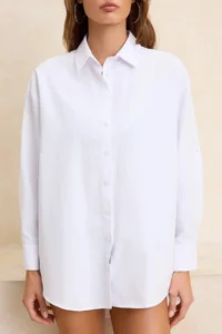 TRENDYOLMİLLA beachwear White Weaving Maxi Shirt - Image 3