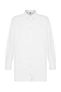 TRENDYOLMİLLA beachwear White Weaving Maxi Shirt - Image 5