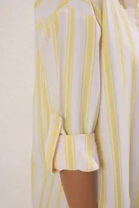 TRENDYOLMİLLA beachwear Yellow Striped Weaving Maxi Shirt - Image 3