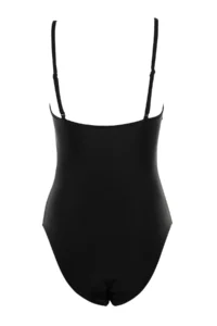 TRENDYOLMİLLA Black Cut Out Detailed Strapless Covered Regular Swimsuit - Image 8